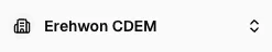 The scope switcher at the top of the sidebar, showing the current organisation, Erehwon CDEM, with a building icon and an up-down chevron on the right